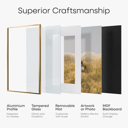 Homeforia Picture Bronze Frame 20x24, High End Metal 20x24 Brass Poster Frames with Mat 16x20 for Photo, 20 x 24 Frame Matted to 16 x 20 Print, 24x20 Hanging Frames, Tempered Glass, Wall Kit, Set of 1