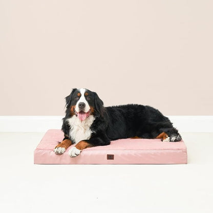 EHEYCIGA Orthopedic Dog Bed Large with Removable Washable Cover, 44IN Pink | Egg Crate Foam Support, Durable Oxford fabric, Non-Slip Bottom, Machine Washable, Soft Waterproof Plush Pet Bed Mat For Crate