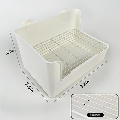 Large Rabbit Litter Box Bunny Potty Training Corner Litter Pan Comes with Liners Rabbit Pee Pads, Small Animal Bedding Toilet for Guinea Pig, Ferret, Hamster, Bunnies (White)