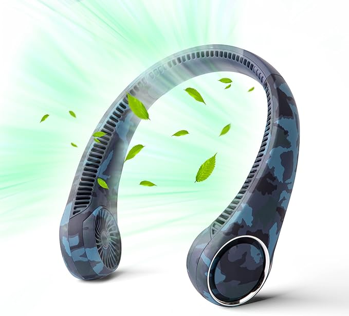 Portable Neck Fan, Hands Free Bladeless Fan, 360° Cooling Personal Fan
