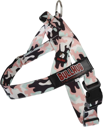 Adjustable Dog Harness– No Pull, No Choke – for English Bulldogs, French Bulldogs, Pugs & Broad-Chested Breeds – Easy, Safe Walks (Pink & Mint Camouflage, Medium)