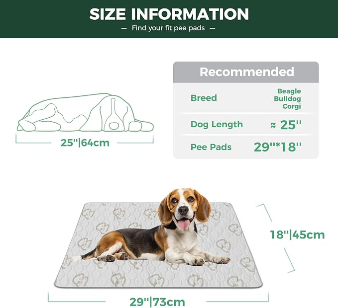 FXW Washable Pee Pads for Dogs, Super Absorbent, 18" x 29", 4 Packs | Machine washable, Non-slip backing