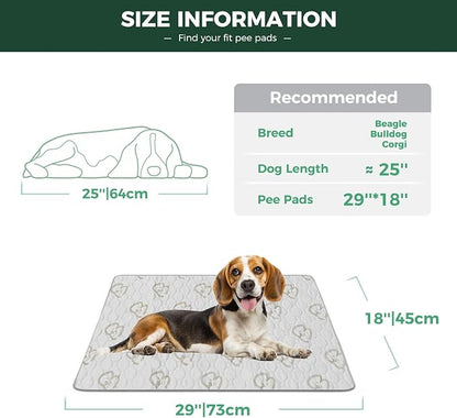 FXW Washable Pee Pads for Dogs, Super Absorbent, 18" x 29", 2 Packs | Machine washable, Non-slip backing