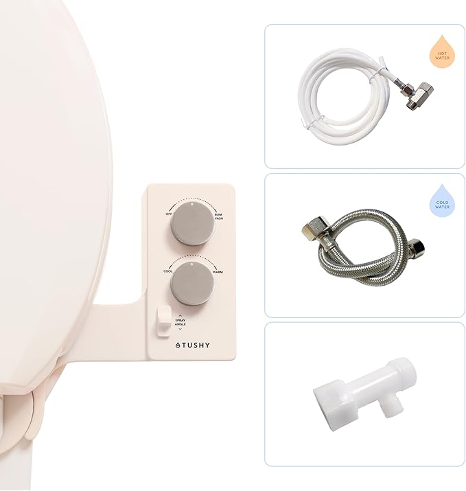 TUSHY Spa Self-Cleaning Warm Water Toilet Bidet Attachment. Adjustable Nozzle