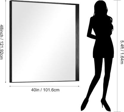 CIRCUMI Black Bathroom Mirror, Brushed Finish, Tempered Glass, Large Mirror