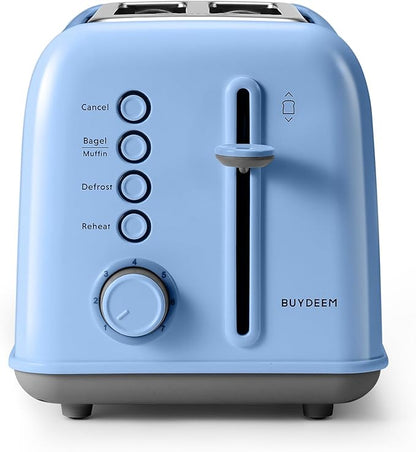 BUYDEEM DT620 2-Slice Toaster, Extra Wide Slots, Retro Stainless Steel