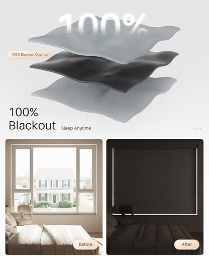 Smart Roller Shades for Windows, Alexa Blackout Motorized Blinds
