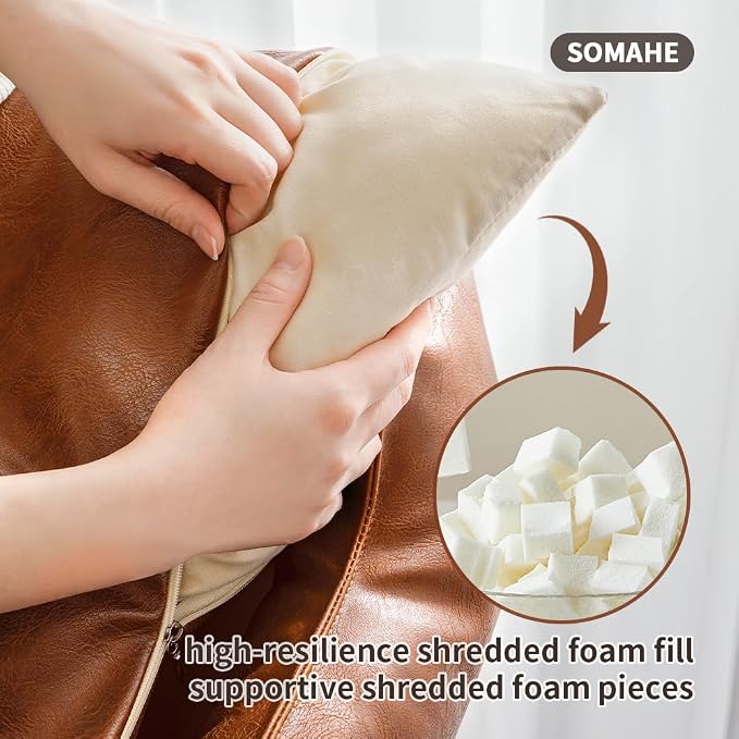 SOMAHE Waterproof Leather Dog Bed, Bolster Couch, 24x19x9 Grey | Wipe-Clean Waterproof Leather + Removable Cushion: raised bolsters create a cozy bed for small-medium dogs.