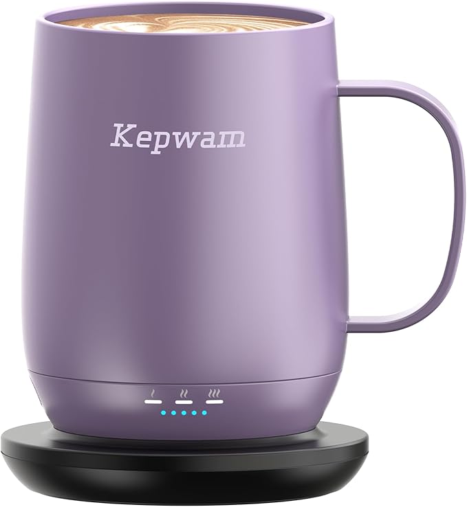 Kepwam Self Heating Coffee Mug T2, 16oz Smart Heated Coffee Mug, 150 Min