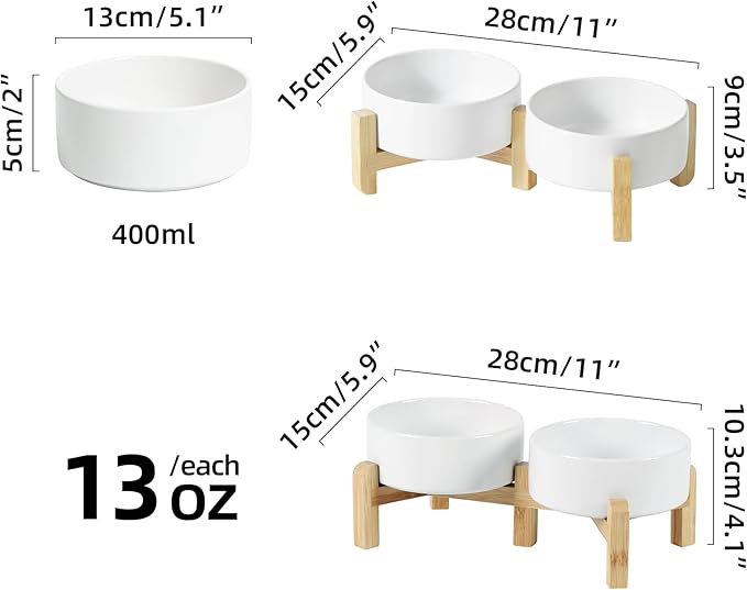 Ceramic Raised Double Bowls Set