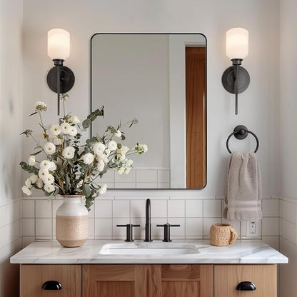 ANDY STAR Wall Mirror for Bathroom, 24x36 Inch Black Bathroom Mirror, Stainless