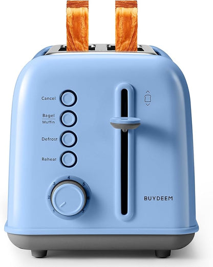 BUYDEEM DT620 2-Slice Toaster, Extra Wide Slots, Retro Stainless Steel