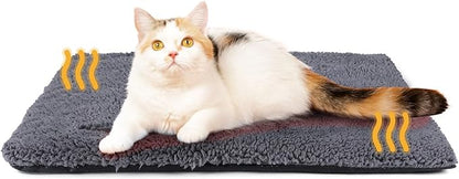 Self Warming Cat Bed Self Heating Cat Dog Mat 24 x 18 inch Extra Warm Thermal Pet Pad for Indoor Outdoor Pets with Removable Cover Non-Slip Bottom Washable Non Electric