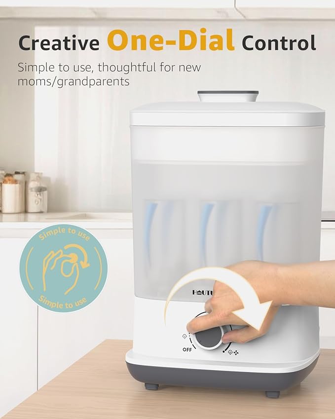 HAUTURE Bottle Sterilizer and Dryer, Esterilizador De Biberones, One-Dial