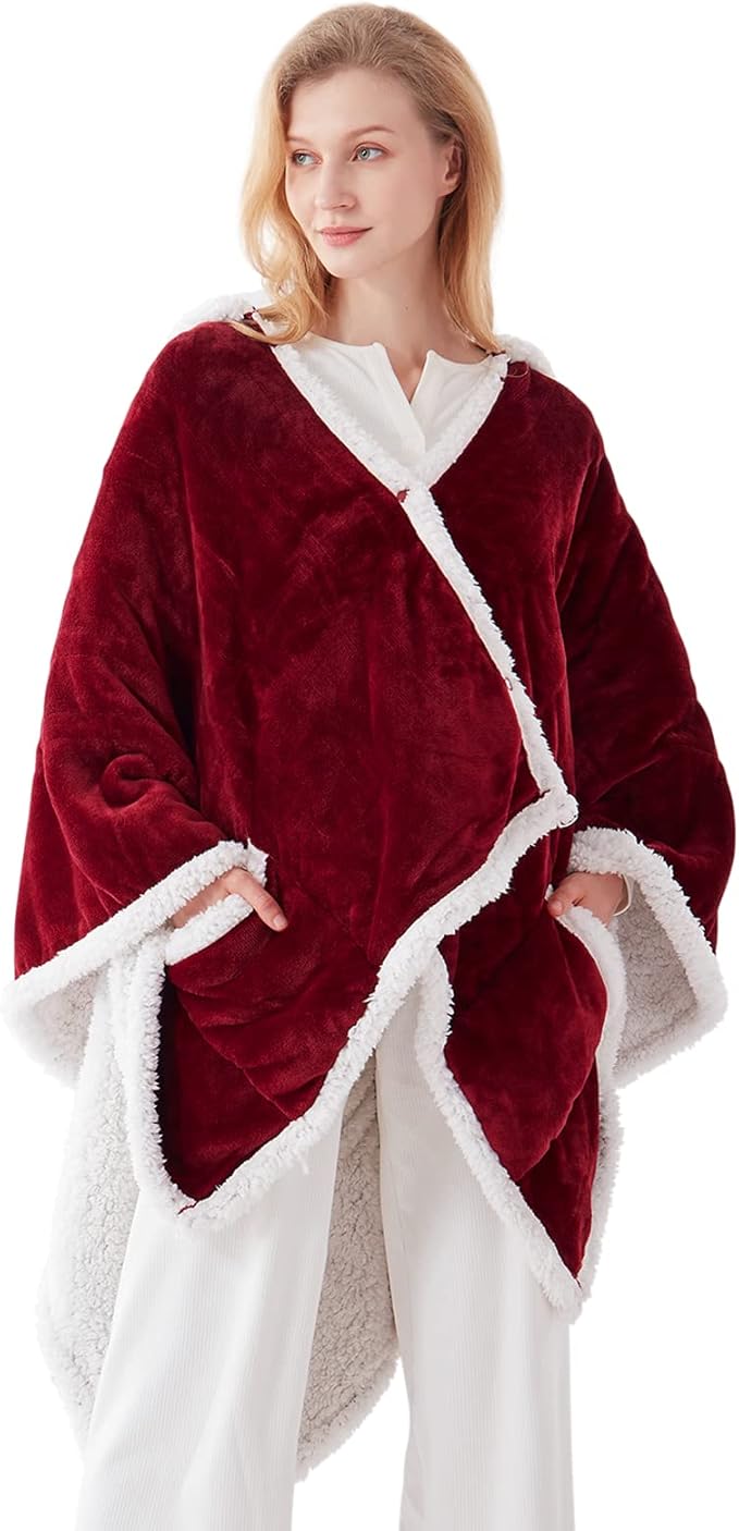 Westinghouse Wearable Heated Throw Blanket, Electric Heated Wrap Poncho Shawl