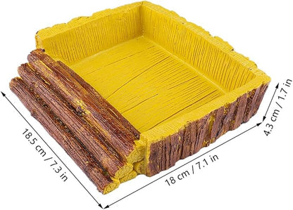 Reptile Feeding Dish Bowl,Reptile Tree Trunk food/Water Dish for Reptiles,Amphibians,Bearded Dragon,Lizard,Frog,Gecko,Tortoise,Hermit Crab and Other Little Critters,Made from Premium Resin(Large Size)