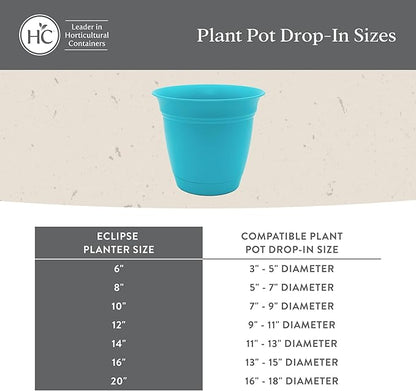The HC Companies 8 Inch Eclipse Round Planter Pots with Drainage Holes & Attached Saucer, Lightweight UV-Resistant Plastic Indoor & Outdoor Planters, 6-Pack Flower Pots for Garden & Home Decor, White