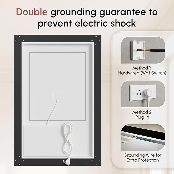 USHOWER 36X30 LED Bathroom Mirror