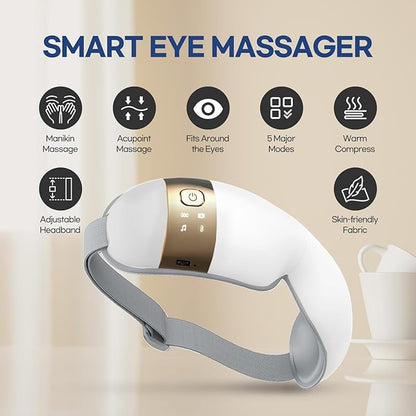 HubiCare Eye Massager with Heat, and Music Helps Relieve Strain, Dark Circles