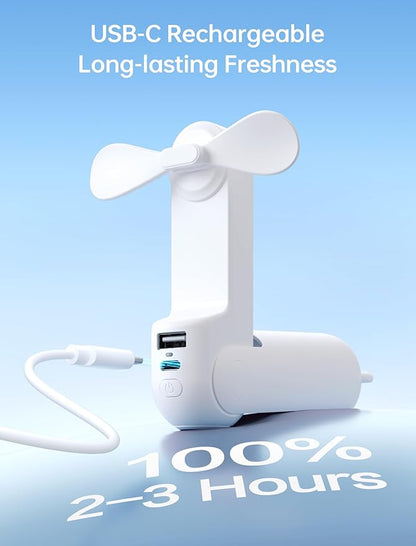 JISULIFE Handheld Mini Fan, 3 IN 1 USB Rechargeable Portable Fan