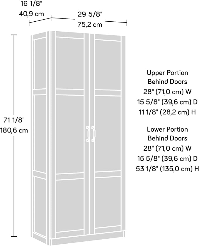 Sauder Tall Storage Cabinet, 4 Adjustable Shelves
