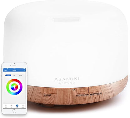 ASAKUKI Smart Wi-Fi Essential Oil Diffuser, App and Voice Control Compatible