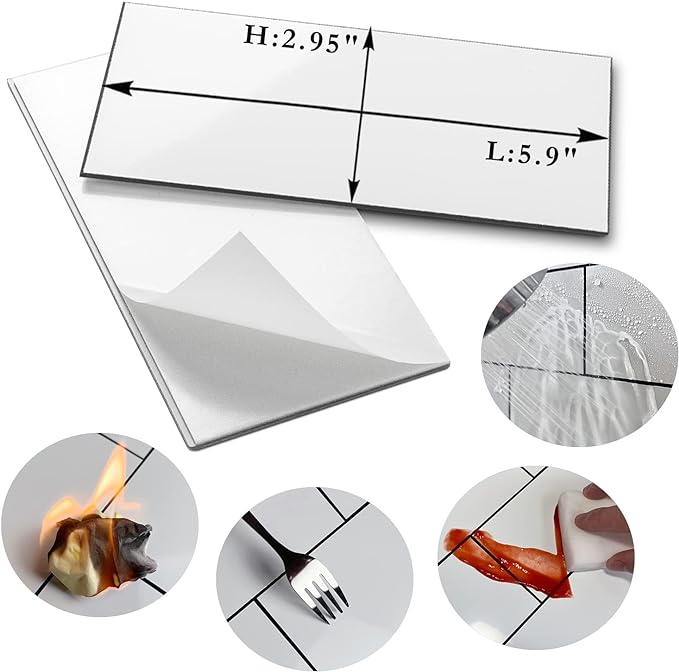 AULIGET 100-Piece Polished White Thick PVC Peel and Stick Backsplash