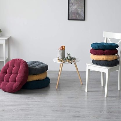 Tiita Indoor/Outdoor Round Seat Cushions 22" x 22" Meditation Floor Pillows Set of 2 for Seating Reading Book Patio Chair Pads for Garden Living Room Balcony, Black