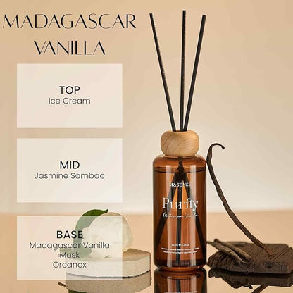 M&SENSE Madagascar Vanilla Reed Diffuser Set: 6.3 fl oz Non-Toxic Aroma Set