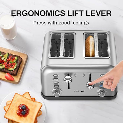 Toaster 4 Slice, Dual Independent Controls, Extra Wide Slot Toasters
