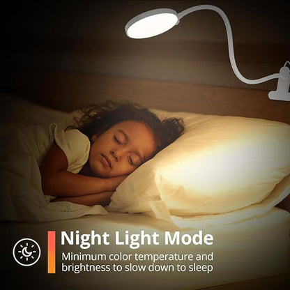 Reading Light with Remote, LED Desk Lamp Clip on [1H Timer & Nightlight] RA>95 Dimmable Flexible Gooseneck, Reading Lamp with Clamp for Table - 4.7'' (Adapter Included)