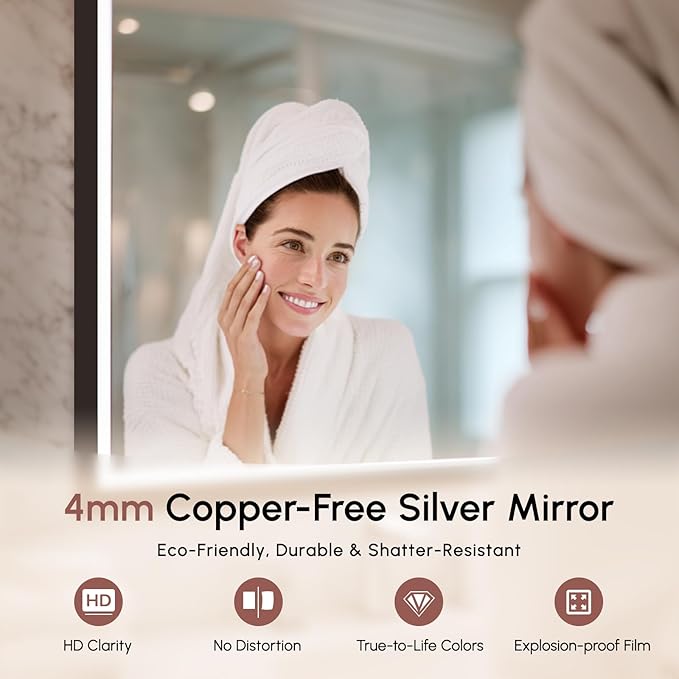 USHOWER 36X24 LED Bathroom Mirror