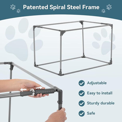 PETSFIT 36" Soft Portable Dog Crate – Patented Spiral Sturdy Frame, Collapsible Travel Kennel for Medium & Large Dogs, 3 Mesh Door, Lockable Zippers, Indoor & Car Use Navy Blue