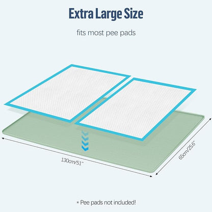 Pee Pad Holder for Dogs 51''x25.6'' Silicone Puppy Pee Pad Tray, Green | Extra Large Dog Potty Tray Leak-Proof, High Edge, No Spill Training Pads for Floor Protection, No Pee Pads