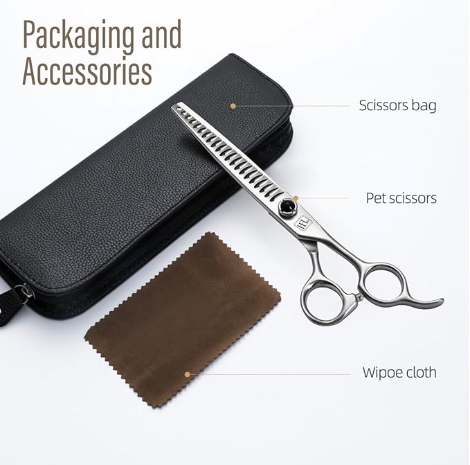 Dog Grooming Scissors: 7 inch Pet Chunker Shears Made Of Japanese 9CR Advanced Stainless Steel Professional Grooming Scissors for Dogs Cats and Other Pets