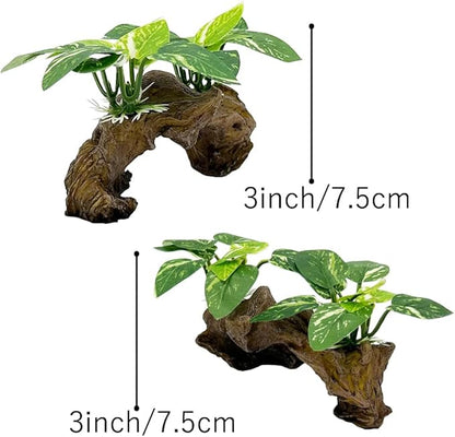 Smoothedo-Pets Fish Tank Decorations Aquarium Decor Ornaments Betta Silk Leaf pad Hammock Artifical Driftwood Cave Goldfish Bowl Accessories (Type-D)