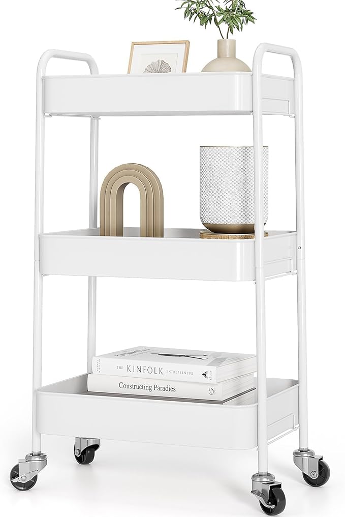 TOOLF 3-Tier Metal Rolling Cart