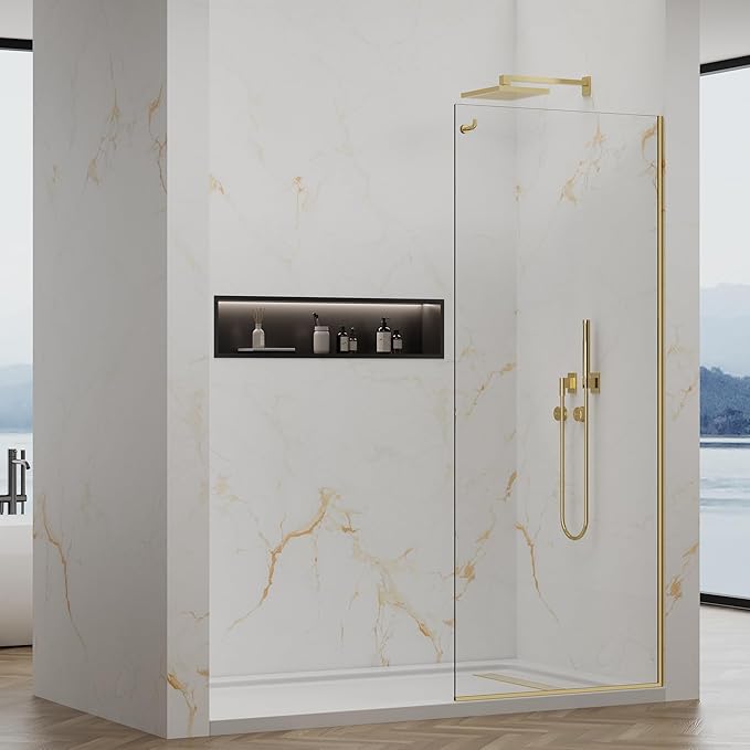 Shower Screen, 3/8" Tempered Glass, Shower Wall Panels, Fix Shower Glass Screen