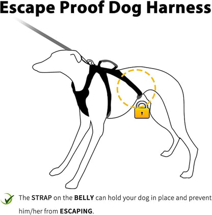 Escape Proof Dog Harness, No Pull Reflective Harness with Lift Handle, Adjustable Pet Vest with Front and Back Leash Clips for Small Medium Large Dogs Walking Hiking Training (Red,L)