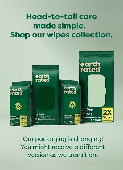 Earth Rated Pet Wipes for Dogs and Cats, Hypoallergenic, 3-in-1 Cleaning