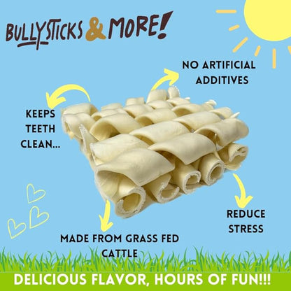 BULLYSTICKS & MORE 6 Inch Beef Cheek Springs for Dogs (10 Count) - Bully Springs Dog Chews - No Hide Bones