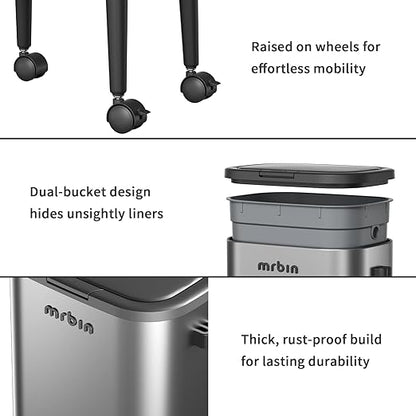 MRBIN Stainless Steel Slim Bathroom Trash Can