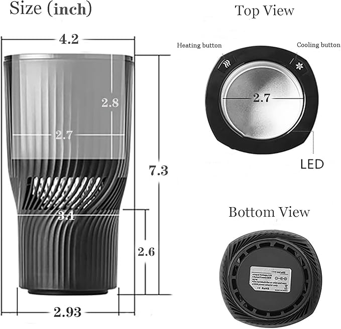 Car Cup Holder 2-in-1 Coffee Warmer Drink Cooler Smart Car Tumbler Holder Gift