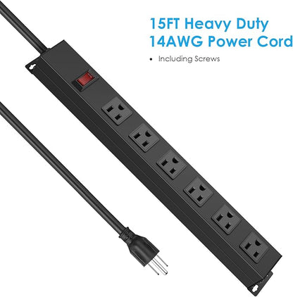 Metal Wall Mount Power Strip, Mountable Power Outlet