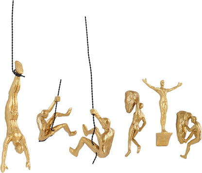 Set of 6 Climbing Men Wall Art Decor Sculpture,Nordic Modern Simplicity Decorative Wall Art, Climbing Man Sculptures,Home & Office Climber Gifts
