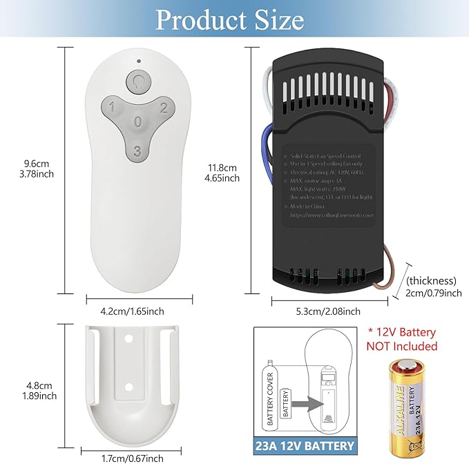 Ceiling Fan Remote Control Kit for Harbor Breeze KUJCE10311 KUJCE10712 TR214B