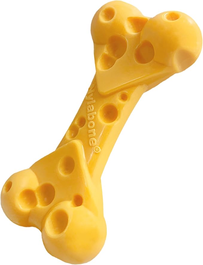 Nylabone Cheese Bone Power Chew Toy for Dogs, Cute Dog Toys for Aggressive Chewers, Cheese Flavor, X-Large Dogs - 50+ lbs, 1 Count