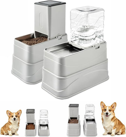 Marchul 1.1Gallon Elevated Dog Feeder and Water Dispenser, Adjustable Gravity Pet Feeder and Water Set with Stainless Steel Bowls, Designed to Protect Dog‘s Neck, Joints, Perfect for Cats and Dogs(4L)