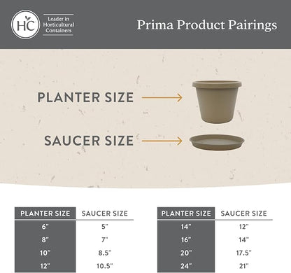 The HC Companies 10 Inch Prima Round Planter Pots with Drainage Holes and Rolled Rim, Lightweight UV-Resistant Plastic Indoor & Outdoor Planters, 2-Pack Flower Pots for Garden & Home Decor, Marsala