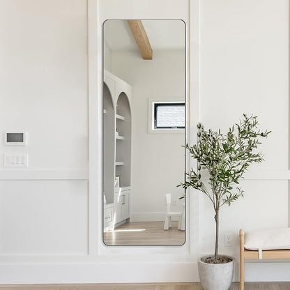 ANDY STAR 18" x 48" Full Length Wall Mirror, Large Brushed Nickel Mirror